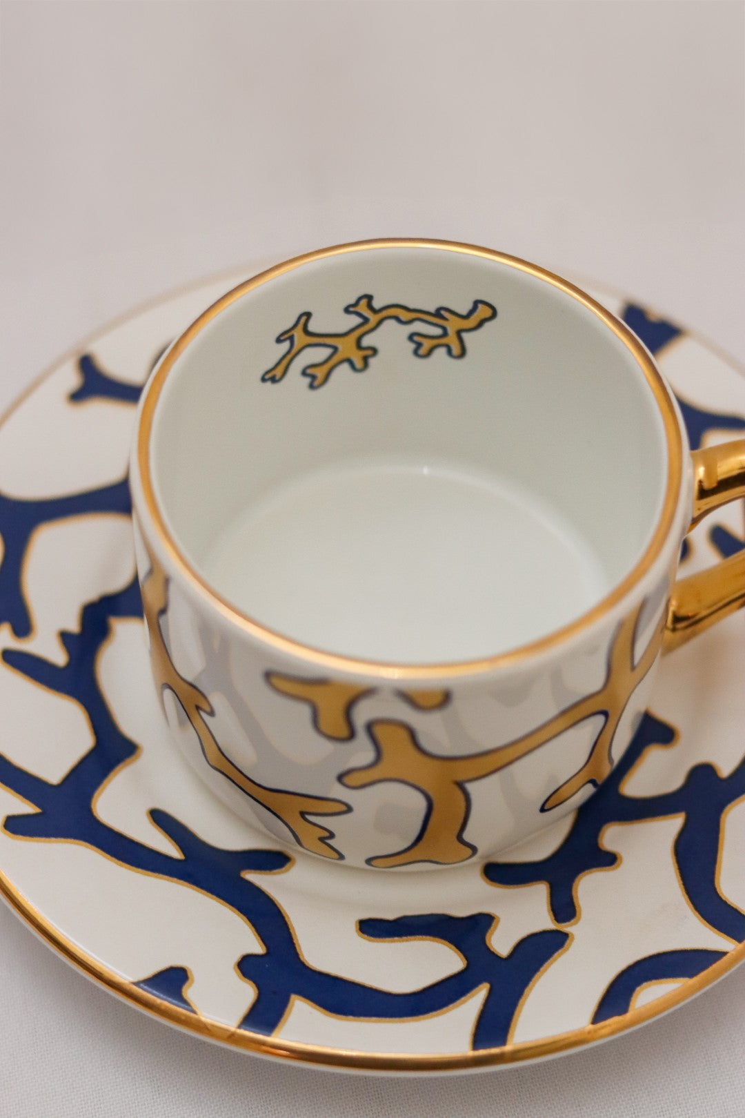 Xícara de Chá c/ Pires Coral Blue Scalla