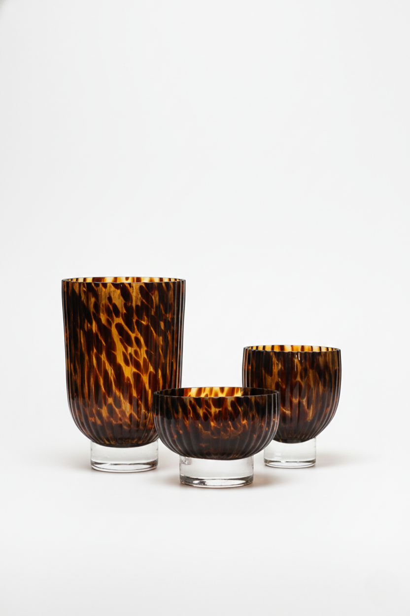Murano em Vidro Bicolor Marrom e Laranja
