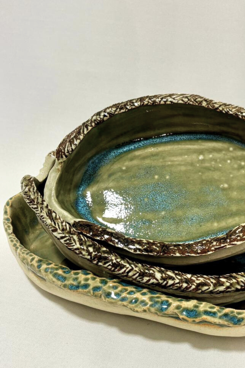 Conjunto de 3 Petisqueiras em Cerâmica Artesanal Mari Silva