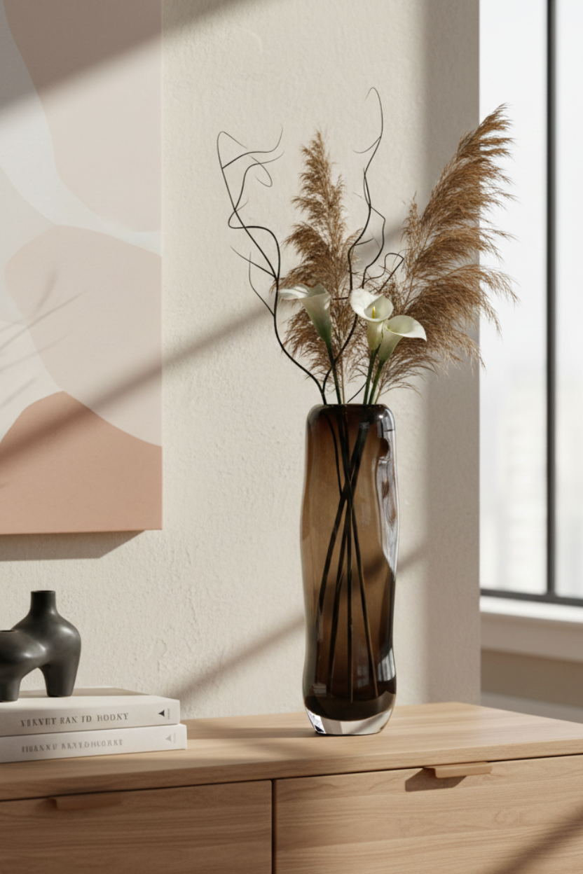 Vaso em Vidro Cilíndrico Preto Mart