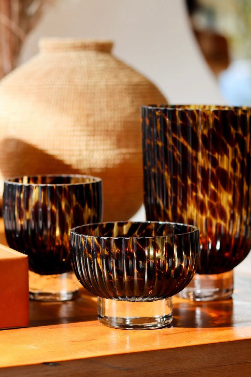 Murano em Vidro Bicolor Marrom e Laranja