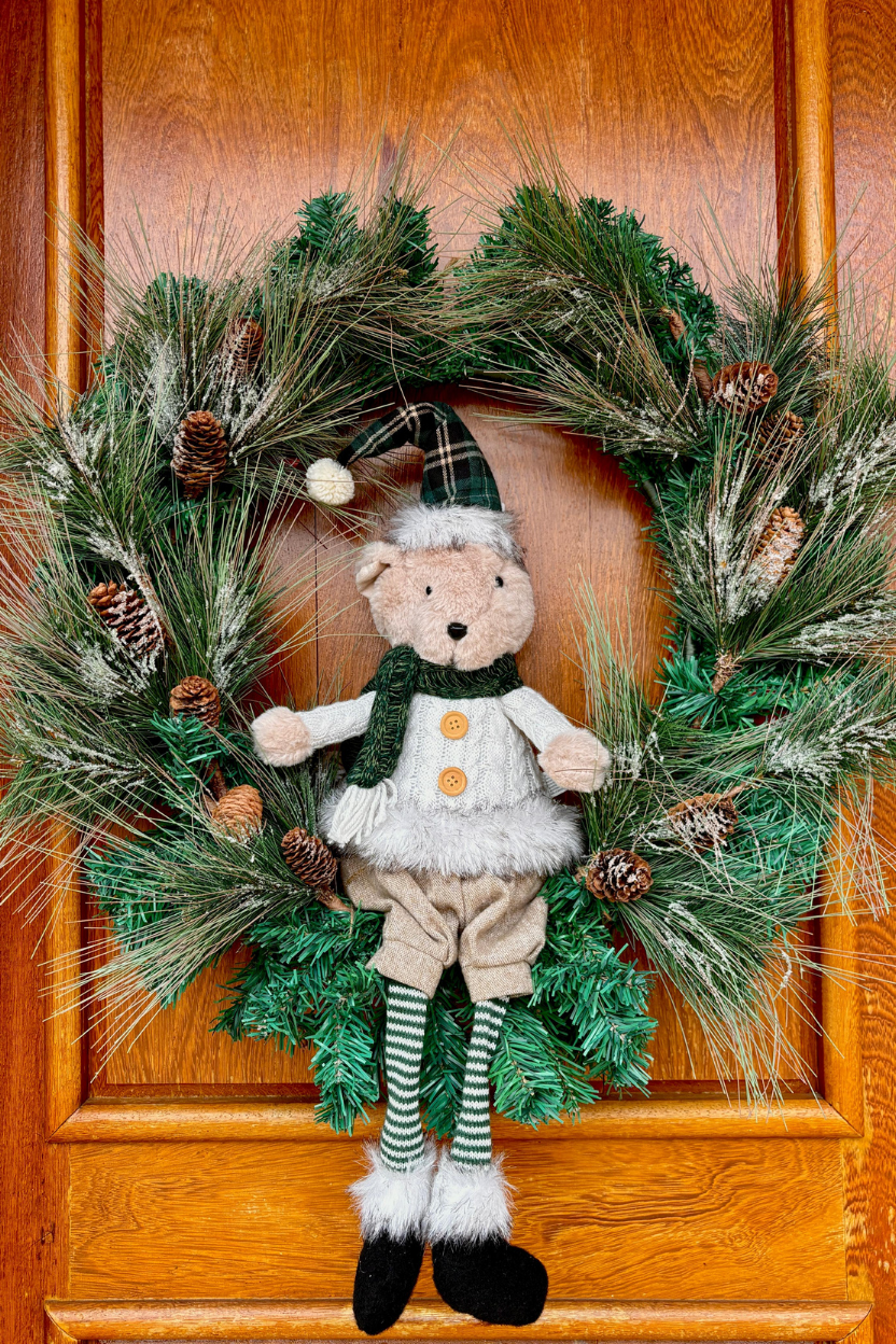 Urso Natalino de Pelúcia com Gorro Xadrez