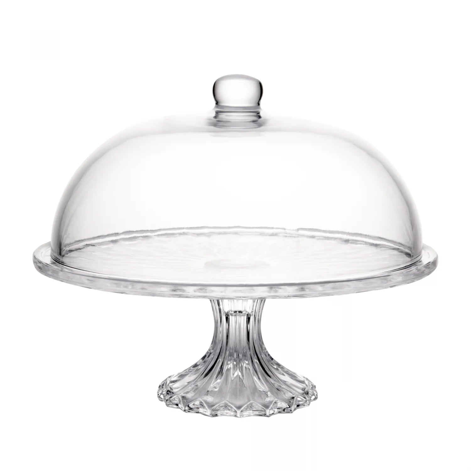 Prato para Bolo em Cristal com Pé e Tampa Diamond Lyor
