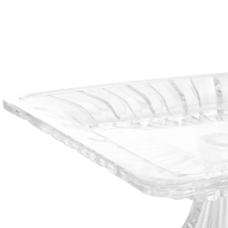 Prato para Bolo P em Cristal com Pé Quadratta Lyor