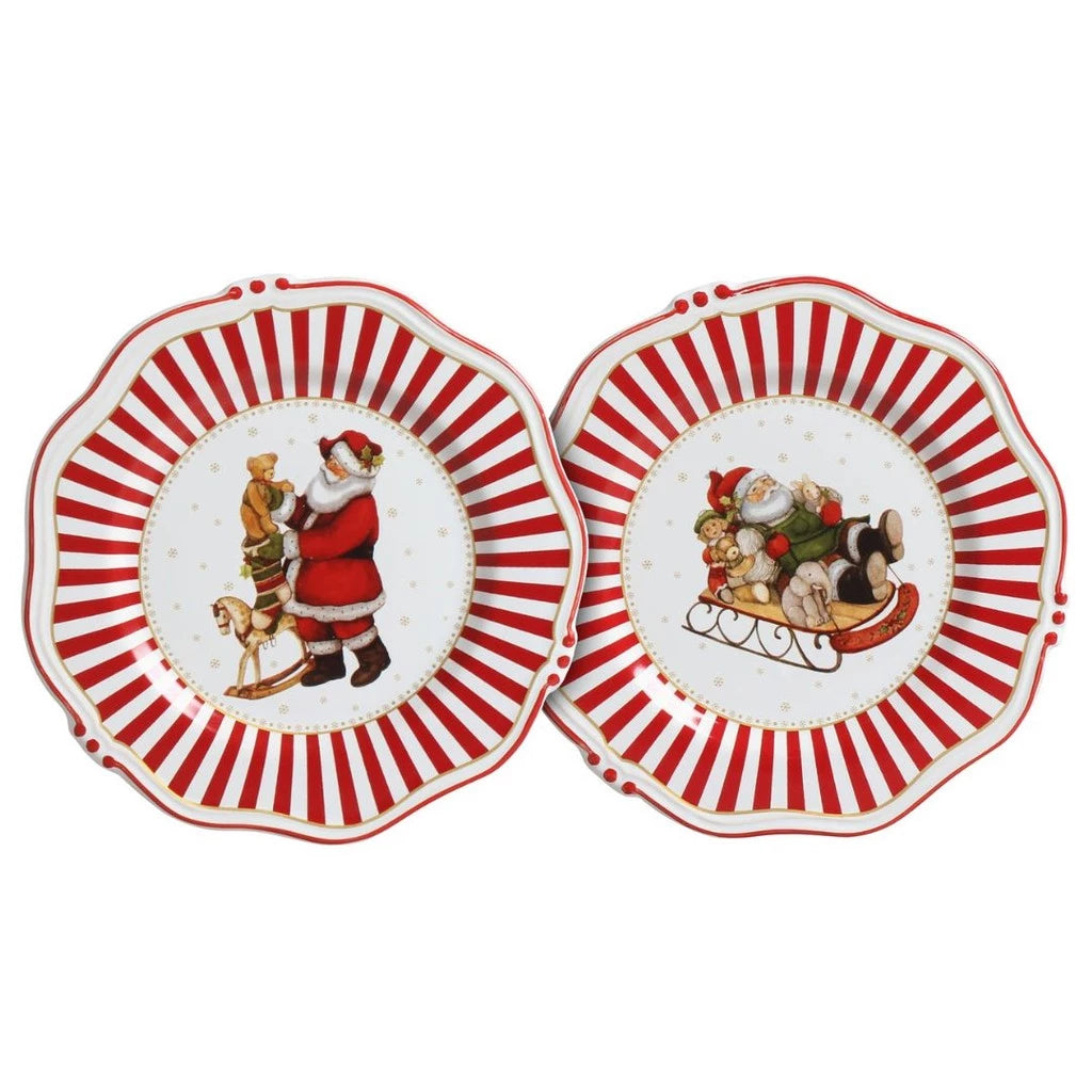 Jogo 6 Pratos de Sobremesa com Filete Christmas Charm, Scalla