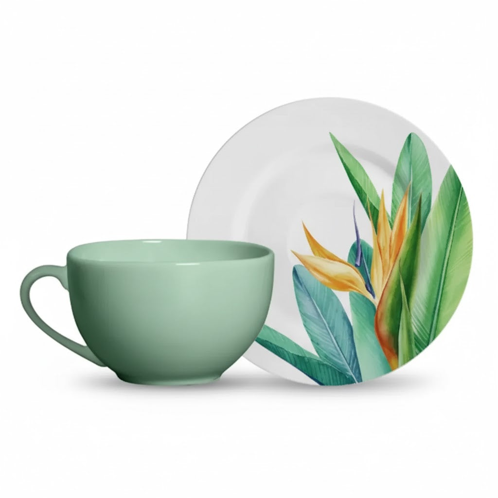 Jogo 6 Xícaras de Chá c/ Pires Estrelitzia Plus, Alleanza