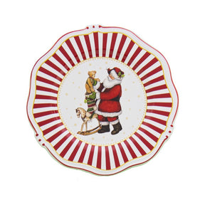 Jogo 6 Pratos de Sobremesa com Filete Christmas Charm, Scalla