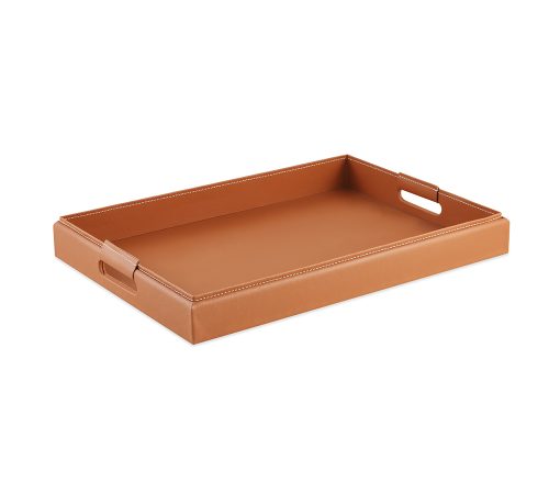 Bandeja em MDF e Courino Caramelo Mart