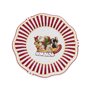 Jogo 6 Pratos de Sobremesa com Filete Christmas Charm, Scalla