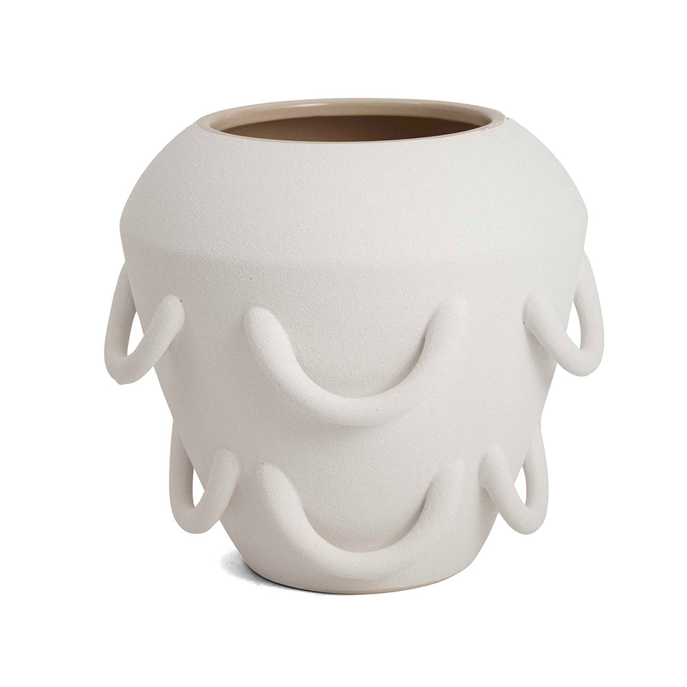 Vaso em Cerâmica Branco de Argolas Mart