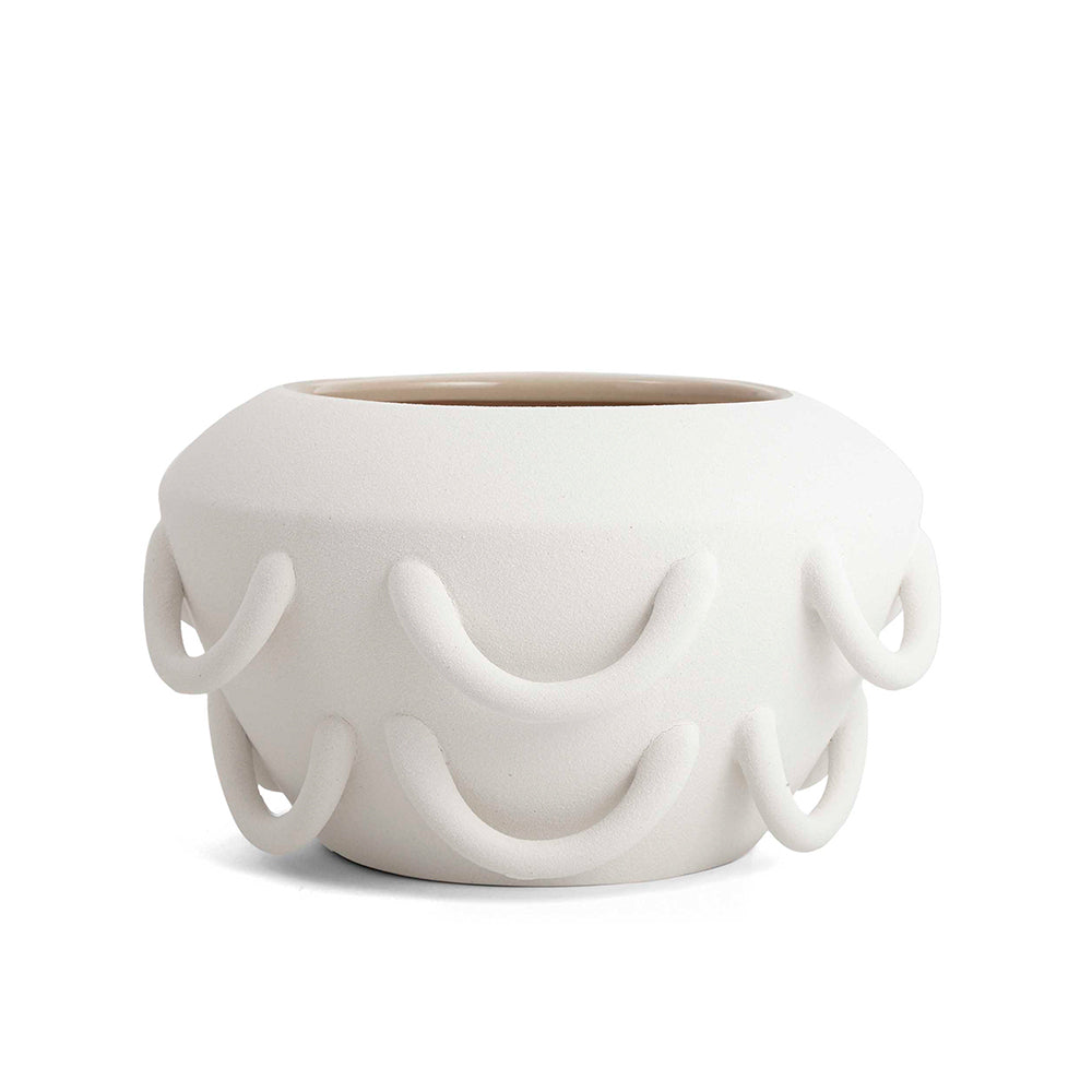Vaso em Cerâmica Branco de Argolas Mart