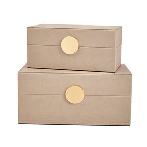 Conjunto de 2 Caixas Organizadoras em MDF com Revestimento em PU Mart