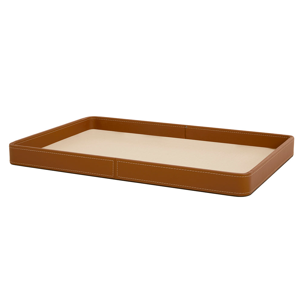 Bandeja em MDF/Linho e Courino Caramelo Mart
