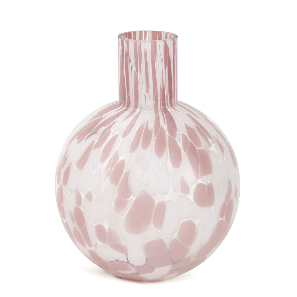 Vaso em Vidro Rosa e Branco Mart
