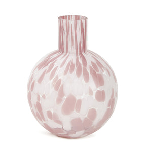 Vaso em Vidro Rosa e Branco Mart