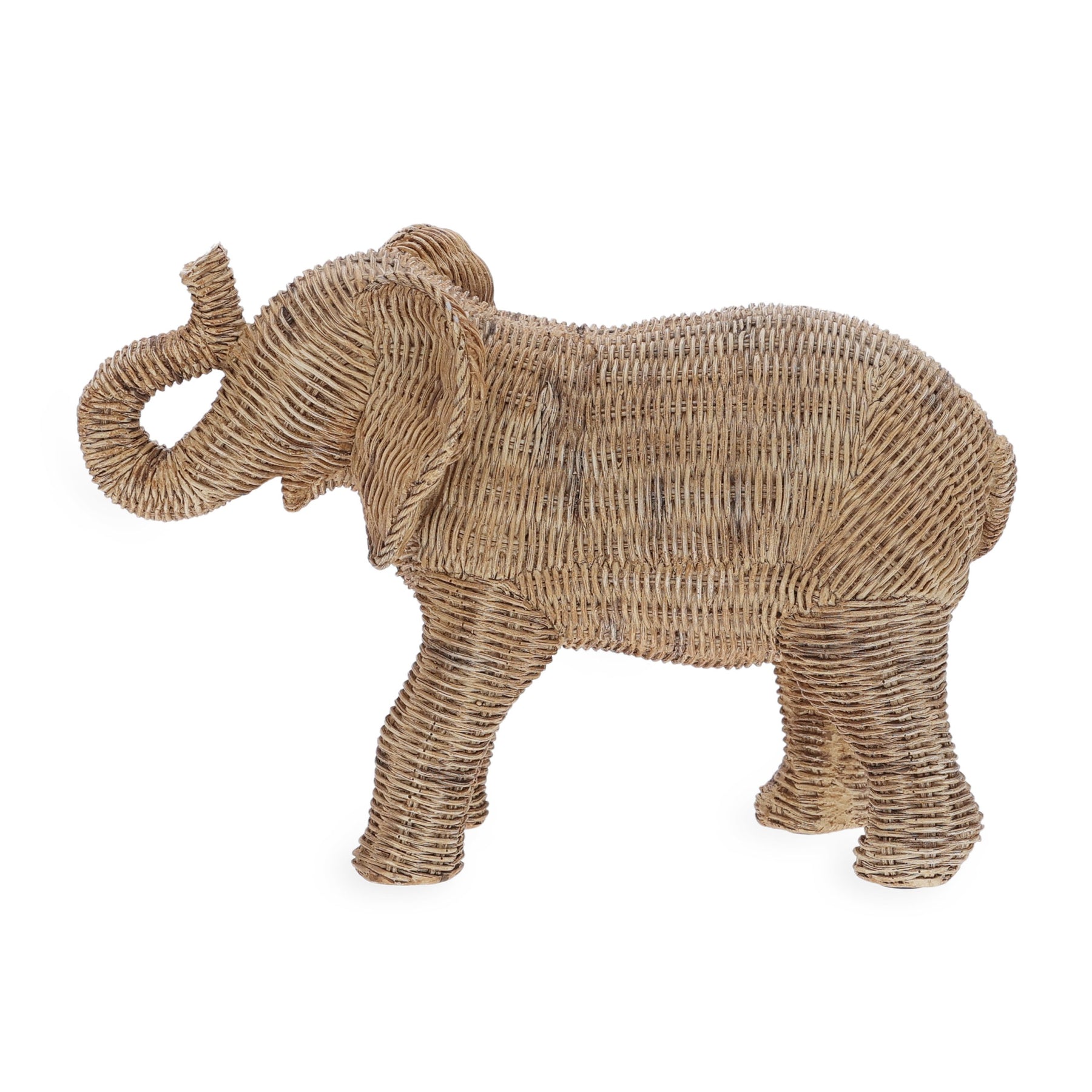 Escultura em Polirresina e Rattan Elefante Mart