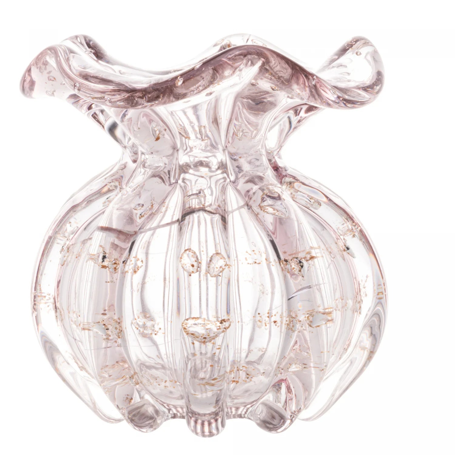 Vaso Murano em Vidro Italy Rosa Claro e Dourado Wolff