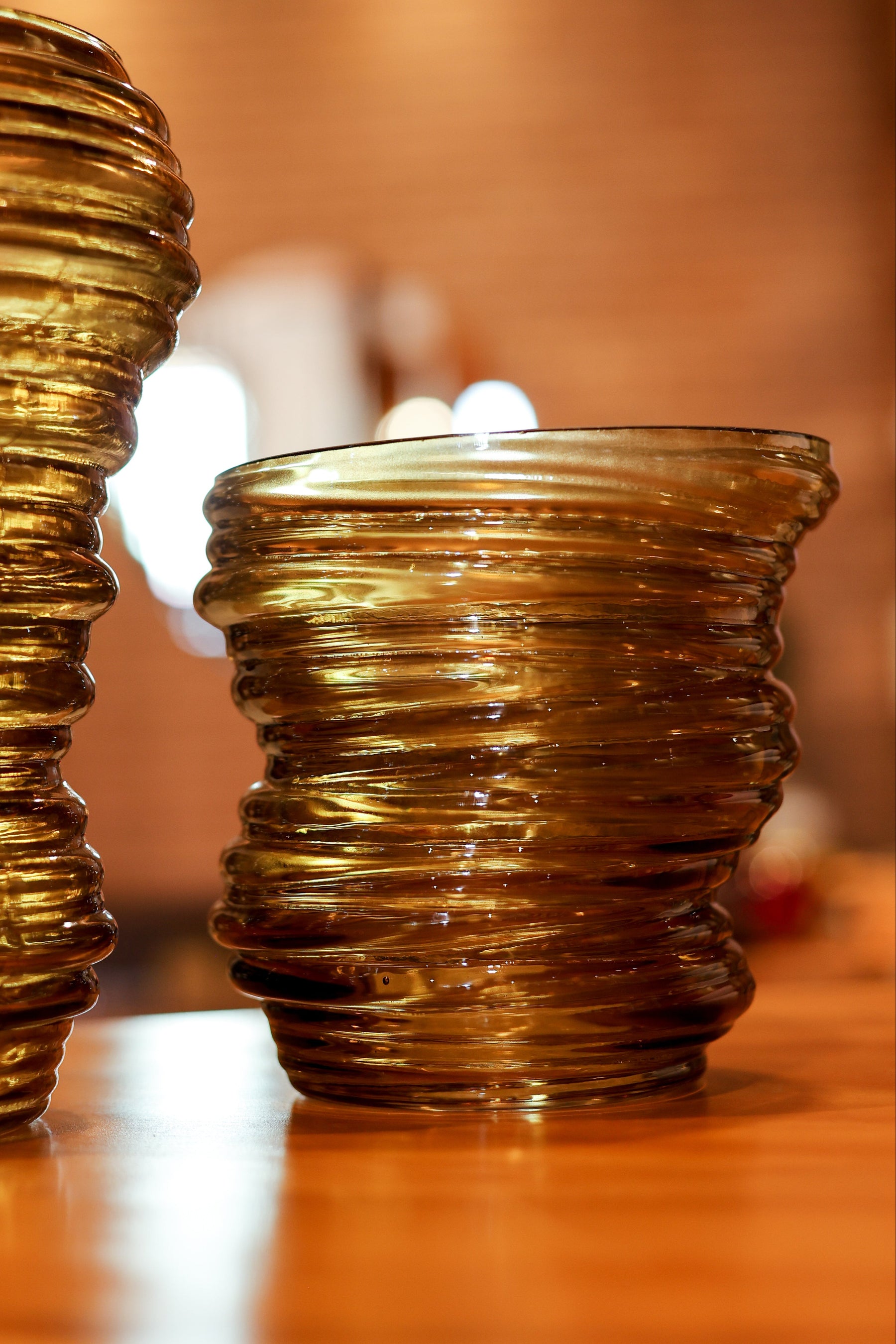 Vaso em Vidro Espiral Âmbar Mart
