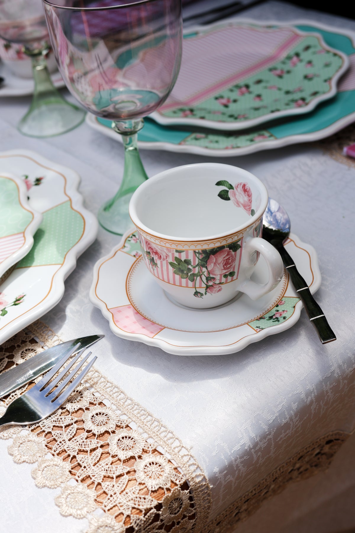 Jogo 6 Xícaras de Chá com Pires Belle Romance Scalla