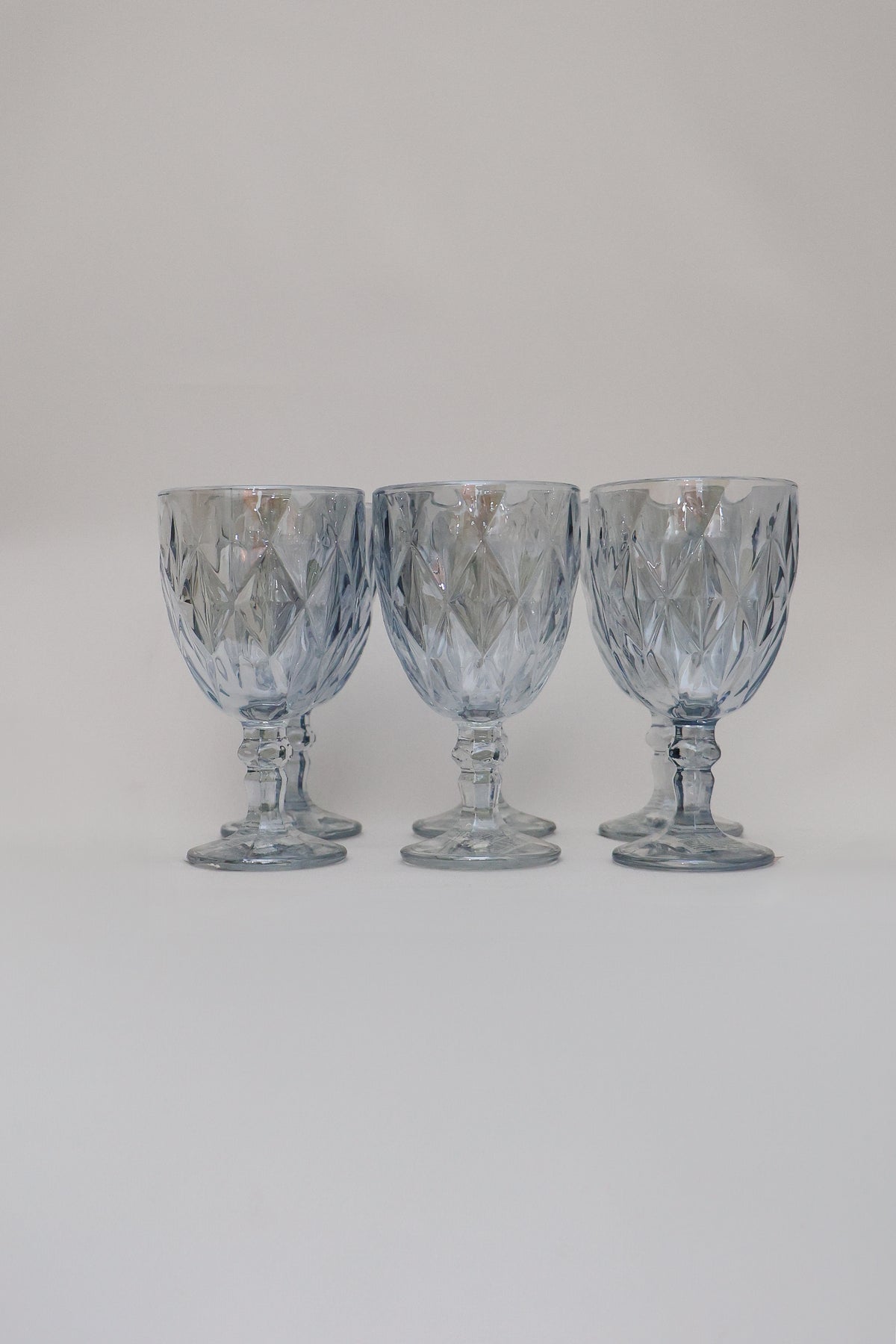 Taça de Vidro p/ água Diamond Azul Metalizado 360ml Lyor