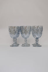 Taça de Vidro p/ água Diamond Azul Metalizado 360ml Lyor