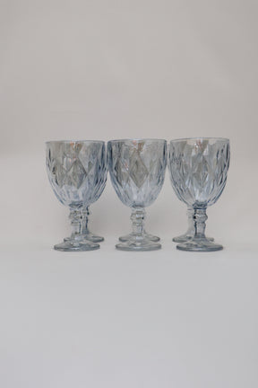 Taça de Vidro p/ água Diamond Azul Metalizado 360ml Lyor