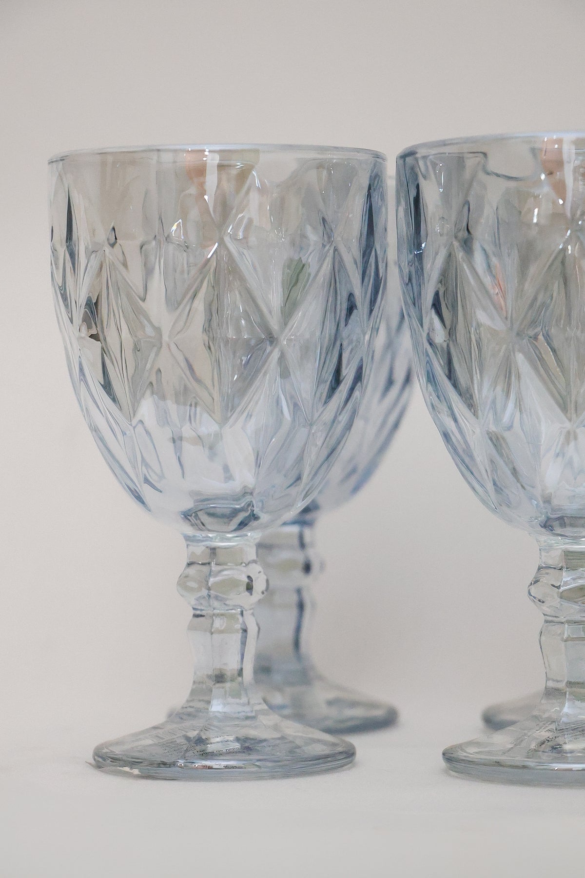 Taça de Vidro p/ água Diamond Azul Metalizado 360ml Lyor