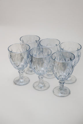 Taça de Vidro p/ água Diamond Azul Metalizado 360ml Lyor