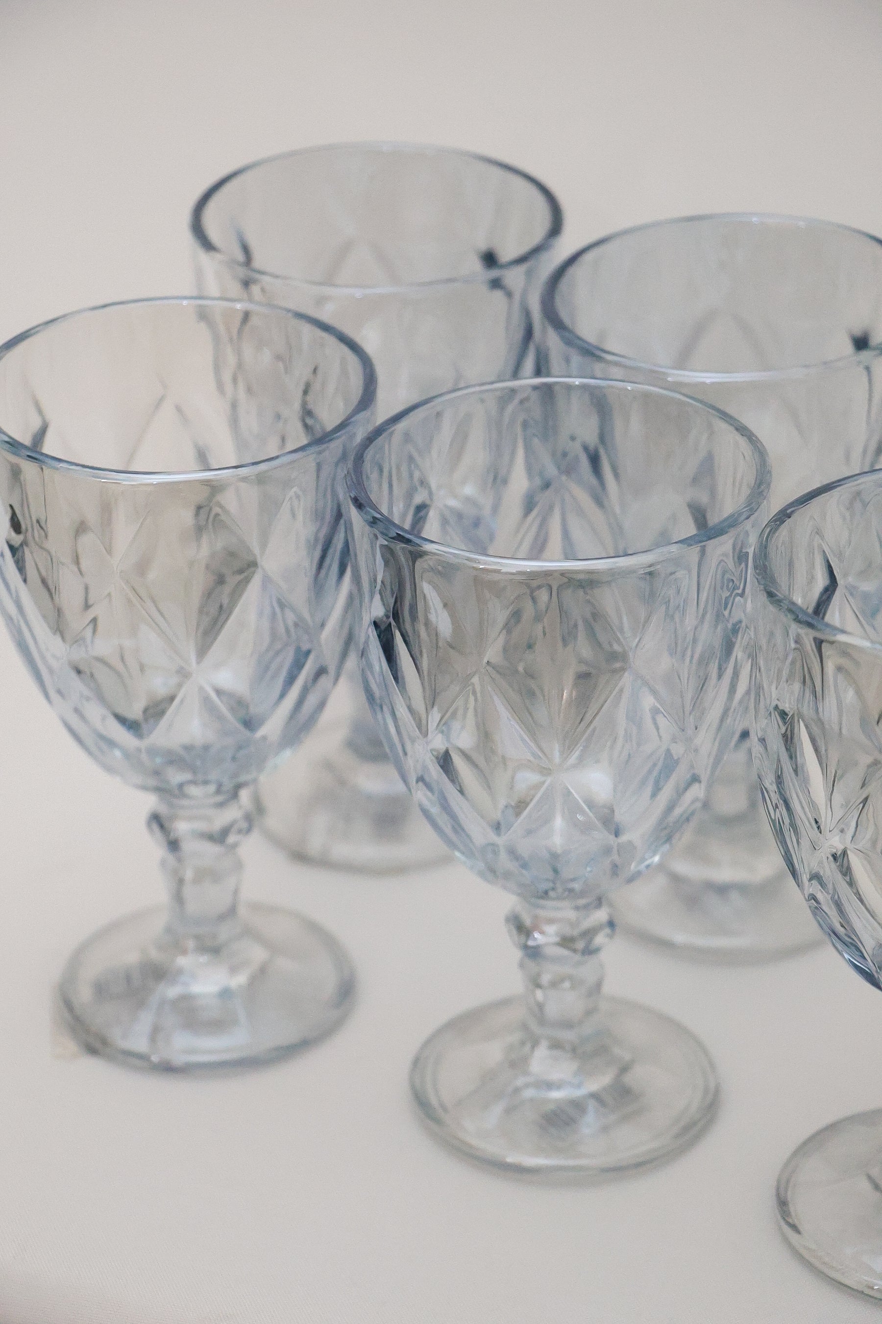 Taça de Vidro p/ água Diamond Azul Metalizado 360ml Lyor