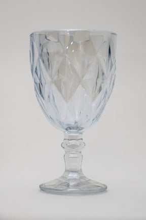 Taça de Vidro p/ água Diamond Azul Metalizado 360ml Lyor