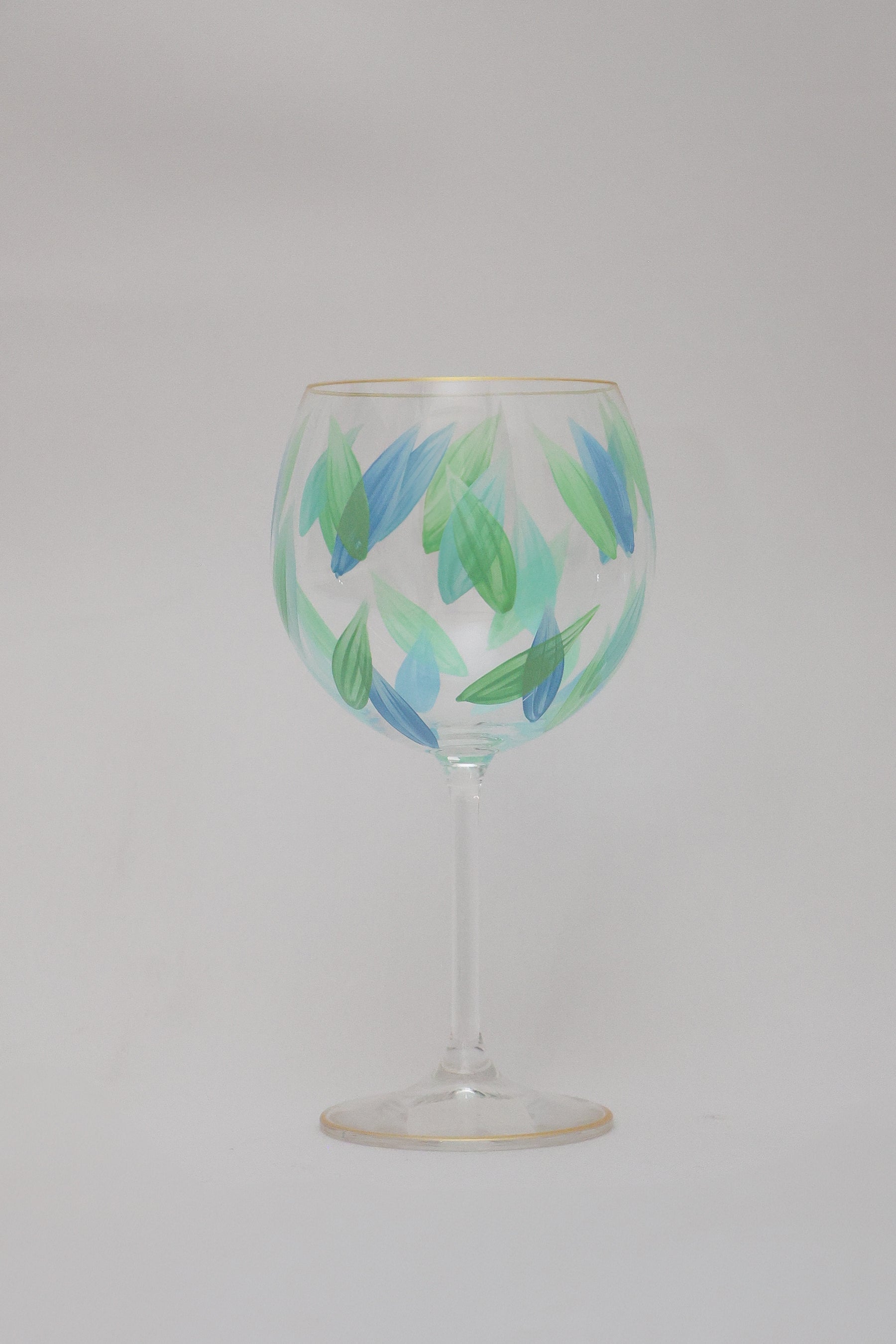 Taça de Cristal de Titânio Green 570ml Pintada à Mão