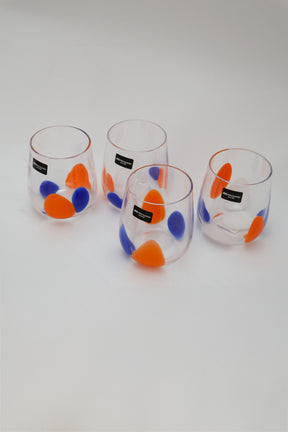 Copos de Vidro Pétalas 480ml - Branco, azul e laranja Fracalanza