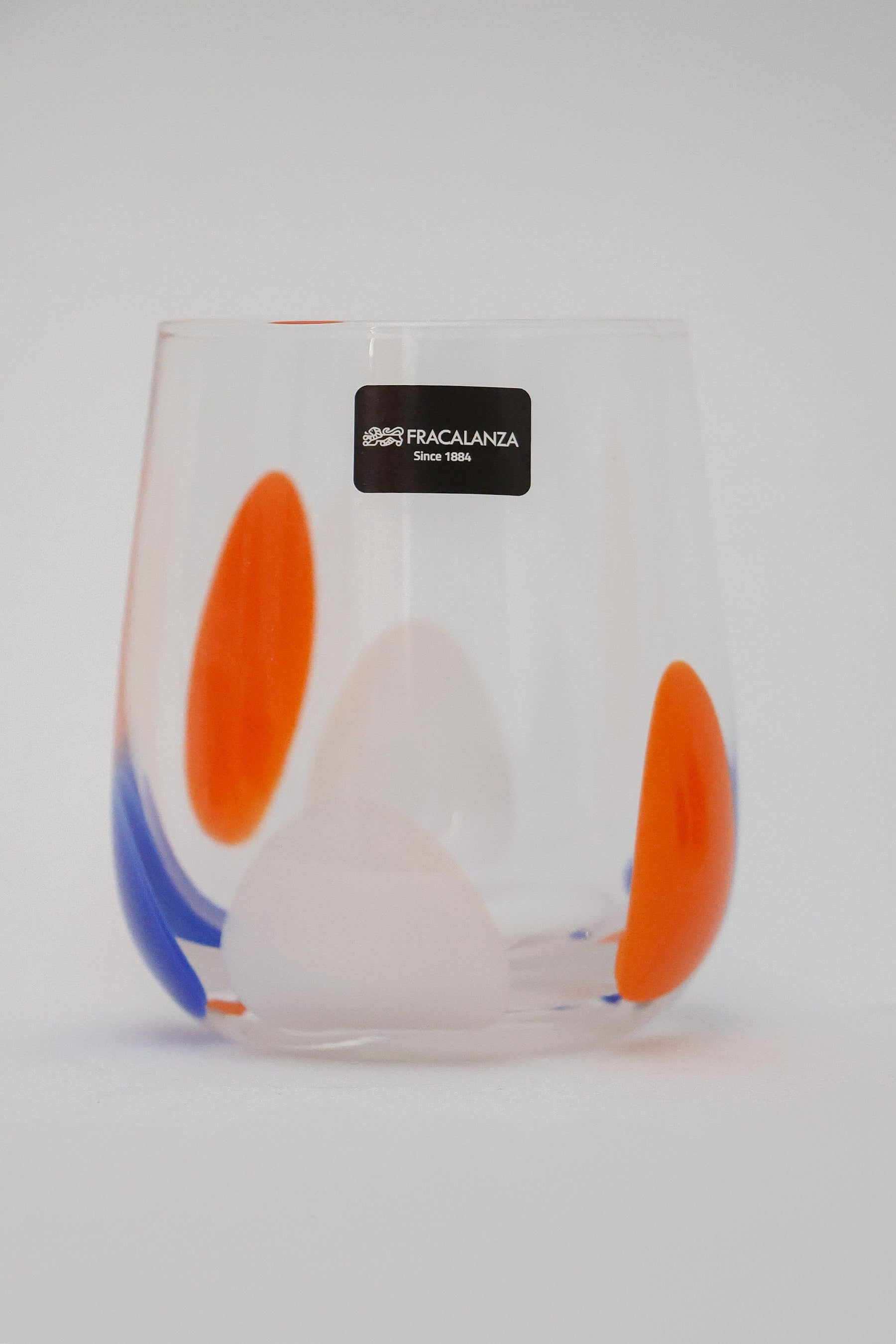 Copos de Vidro Pétalas 480ml - Branco, azul e laranja Fracalanza