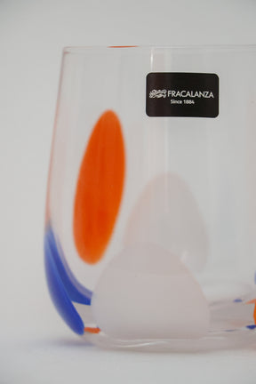 Copos de Vidro Pétalas 480ml - Branco, azul e laranja Fracalanza