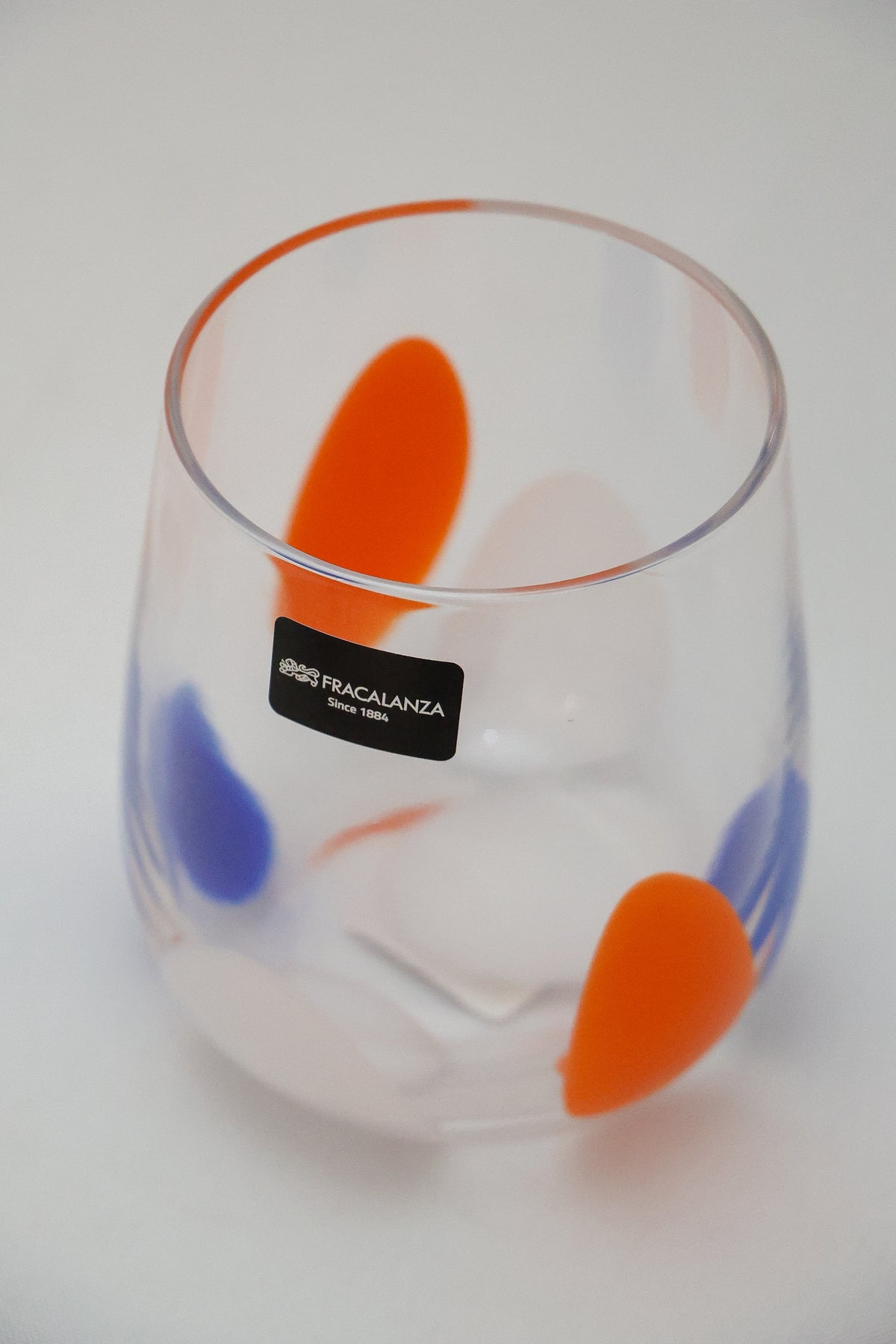 Copos de Vidro Pétalas 480ml - Branco, azul e laranja Fracalanza