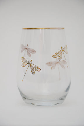 Copo de cristal Libélula ouro