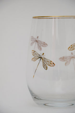 Copo de cristal Libélula ouro