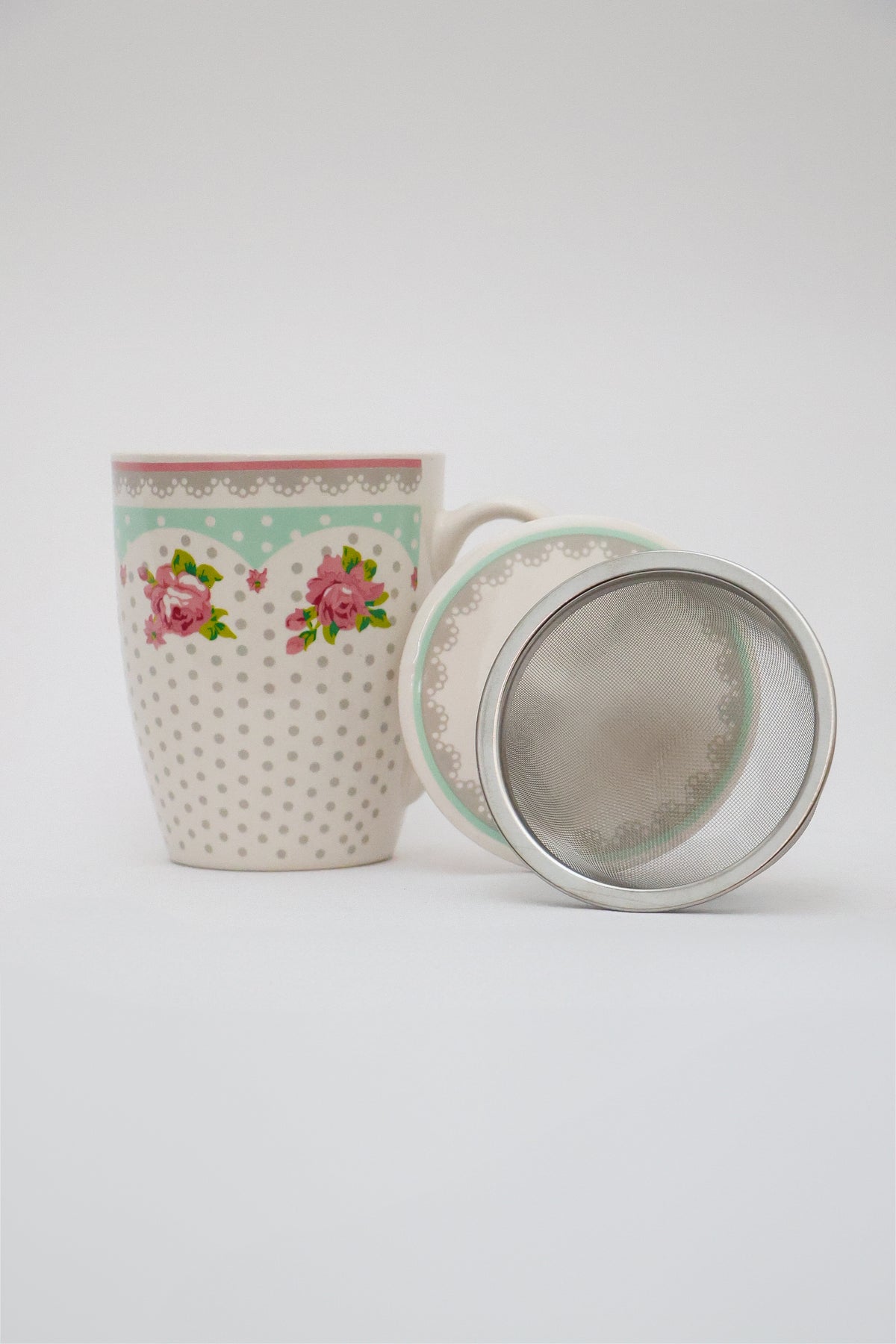 Caneca De Porcelana C/ Tampa E Filtro P/ Chá Lyor