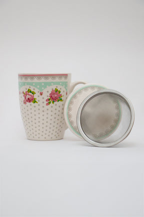 Caneca De Porcelana C/ Tampa E Filtro P/ Chá Lyor