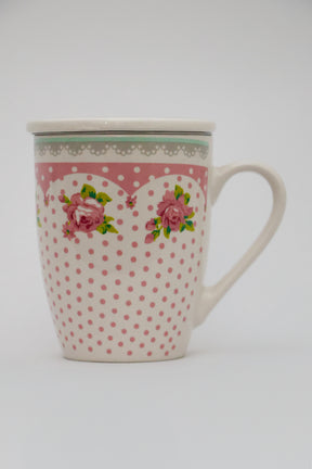 Caneca De Porcelana C/ Tampa E Filtro P/ Chá Lyor