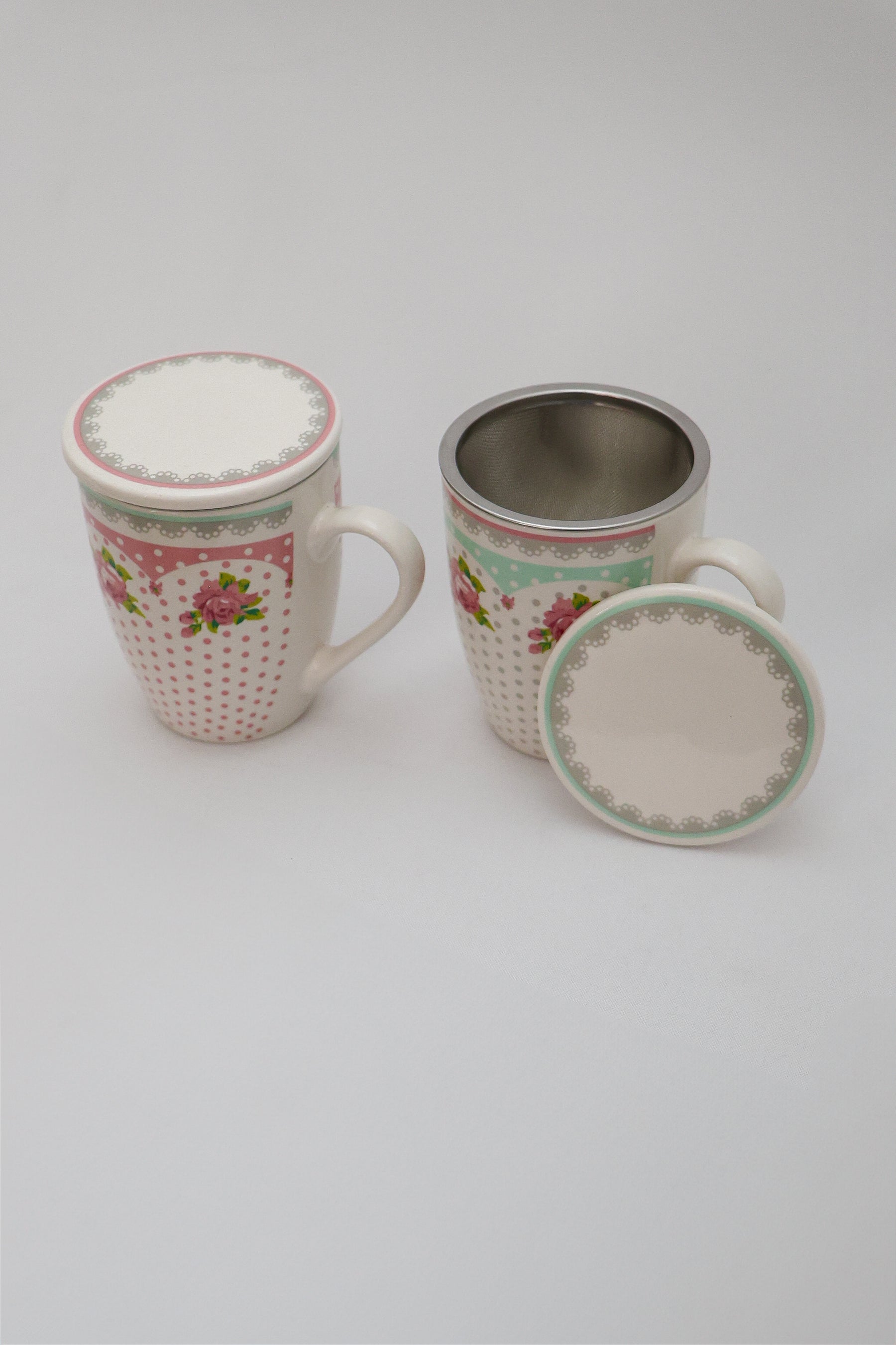 Caneca De Porcelana C/ Tampa E Filtro P/ Chá Lyor