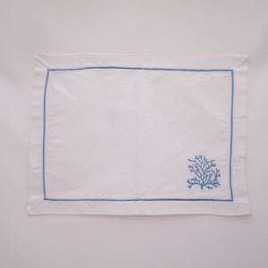 Jogo Americano Algodão Coral Azul