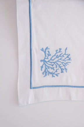 Jogo Americano Algodão Coral Azul