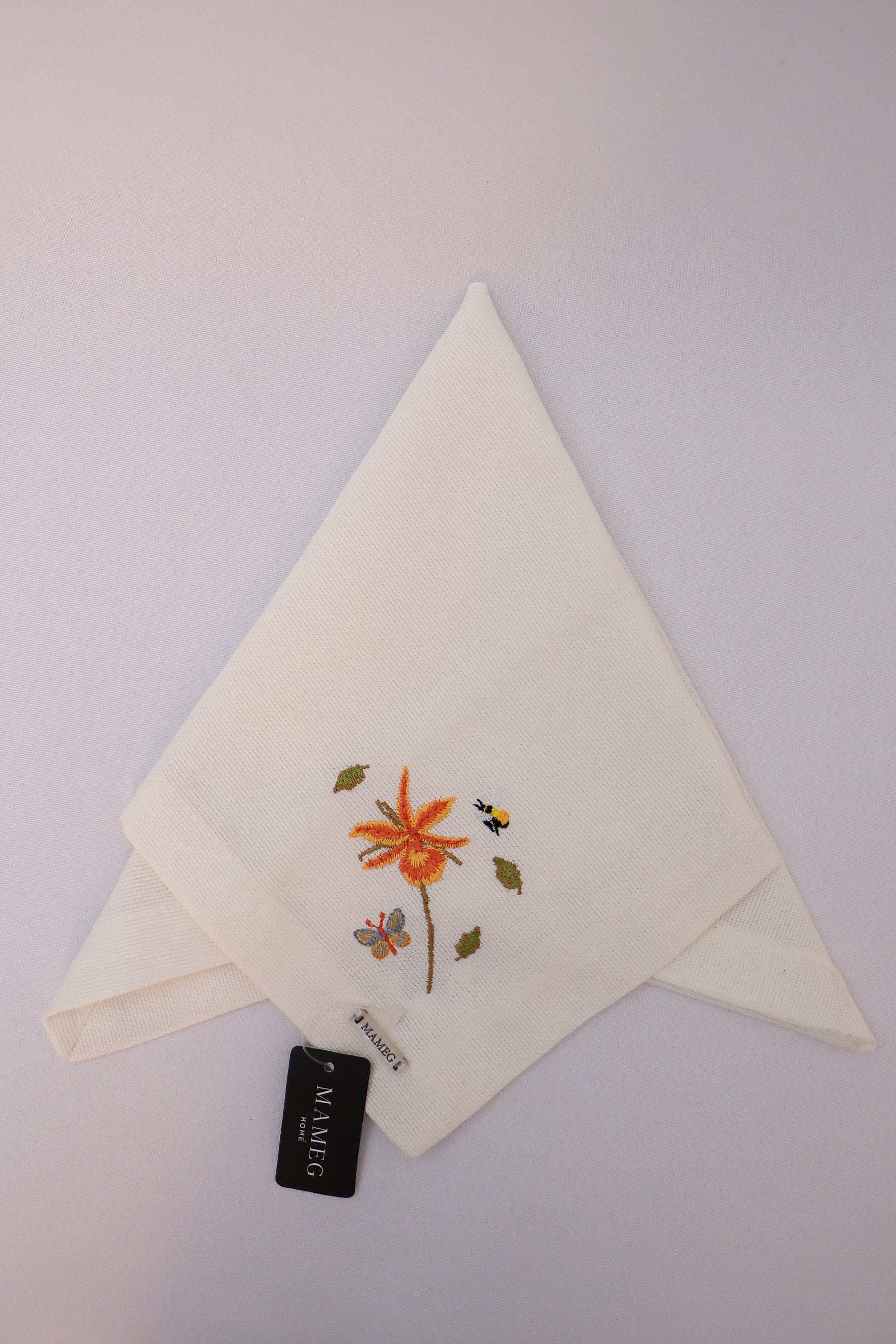 Guardanapo Linhão Off White Bordado Flora Mameg