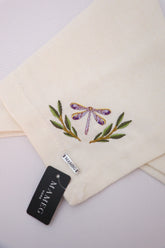 Guardanapo Linhão Off White Bordado Libélula Mameg