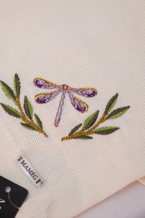 Guardanapo Linhão Off White Bordado Libélula Mameg