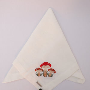 Guardanapo Linhão Off White Bordado Cogumelos, Mameg