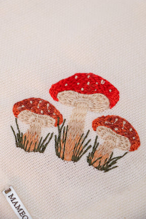 Guardanapo Linhão Off White Bordado Cogumelos Mameg