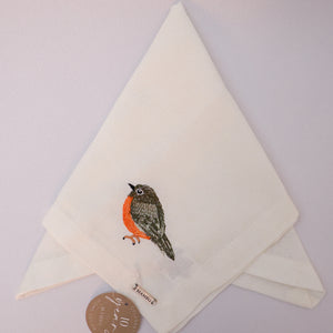 Guardanapo Linhão Off White Bordado Sabiá Verde, Mameg