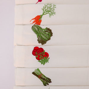 Guardanapo Linhão Off Bordado Vegetais, Gardênia